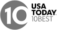 The image shows the USA Today 10Best logo, featuring the number 10 inside a circle next to the text.