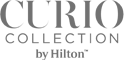 The image shows the logo for "Curio Collection by Hilton," a hotel brand under Hilton Worldwide Holdings.